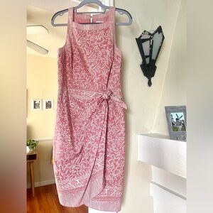 HD in Paris Pink Faux-Wrap Summer Dress- EUC. Size 4